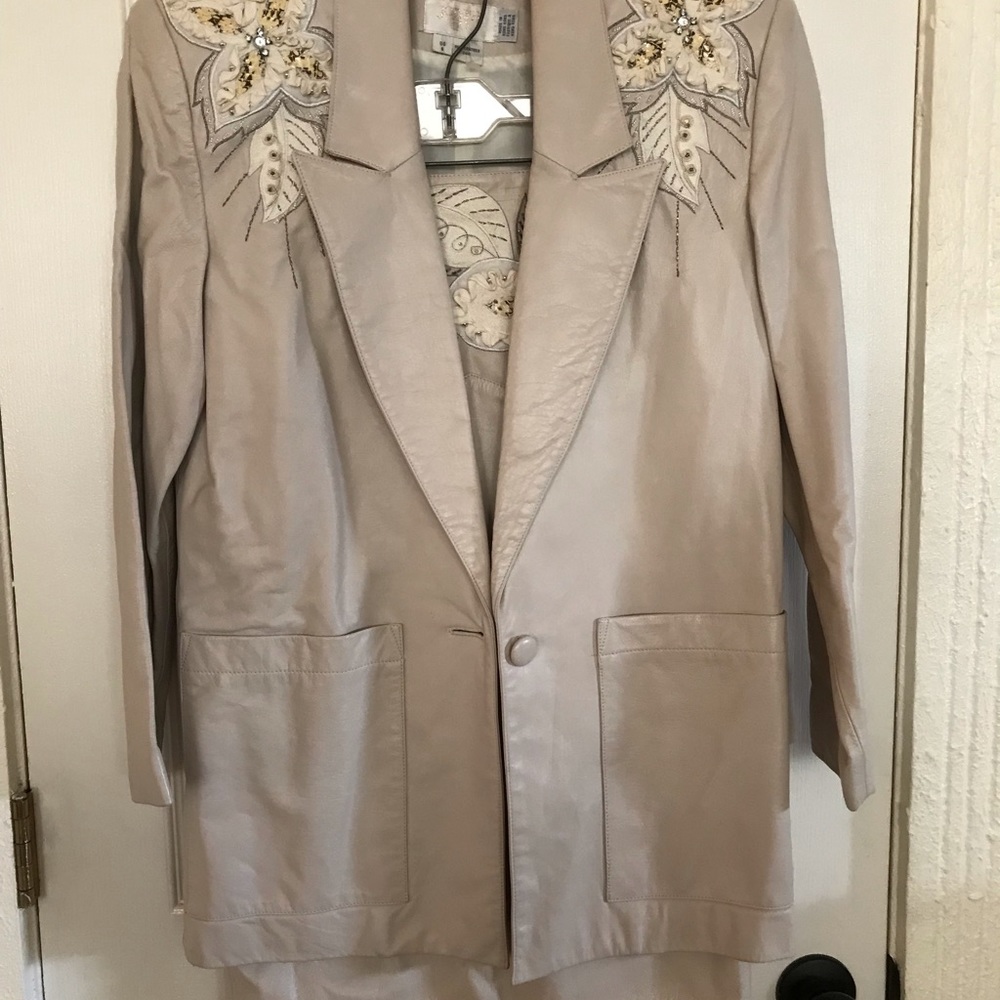 VTG Joseph Ho leather twopiece jacket and skirt